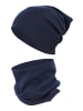 TupTam Unisex Kinder Beanie Mütze Schlauchschal Set in black denim