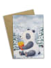 Mr. & Mrs. Panda Grußkarte Panda Winter Pommes Design ohne Spruch in Weiß