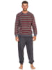 NORMANN Frottee Schlafanzug lang Bündchen Pyjama Streifen - 51686 in marine