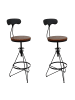 MCW 2er-Set Barhocker N18, Braun, Gestell schwarz