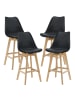 en.casa 4er-Set Barstuhl Lublin in Schwarz (H)105cm (B)48cm (T)58cm