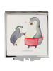 Mr. & Mrs. Panda Handtaschenspiegel quadratisch Pinguin mit Kind... in Weiß