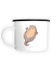 Mr. & Mrs. Panda XL Emaille Tasse Otter Umarmen ohne Spruch in Weiß