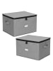 relaxdays 2 x Aufbewahrungsbox für Geschirr "Gläser" in Grau - (B)41,5 x (H)27 x (T)34 cm