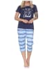 NORMANN Schlafanzug Caprihose kurzarm Streifenoptik 126 10 802 in navy