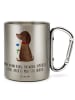 Mr. & Mrs. Panda Isolierbecher Edelstahl Hund Blume mit Spruch in Silber