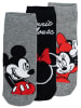 Disney 3er Pack Disney Minnie & Mickey Mouse Socken Sneaker Strümpfe in grau/schwarz