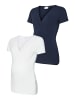 mama licious T-Shirt 2-er Set Pack Schwangerschaft Umstands Top MLKATE in Weiß-Dunkelblau