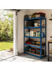 relaxdays Schwerlastregal in Blau/ Braun - (B)75 x (H)150 x (T)30 cm