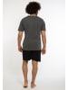 CiTO Schlafanzug - T-Shirt mit Hose kurz Night & Home in Grau / Schwarz