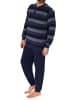 NORMANN Frottee Schlafanzug Bündchen Blockstreifen - 75473 in marine
