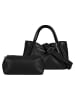 Cluty Handtasche 2 in 1 echt Leder in schwarz