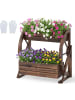 COSTWAY Blumenkasten mit Wagenrad in Braun