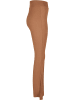 Urban Classics Urban Classics Damen Ladies High Waist Rib Flared Leggings in darktaupe