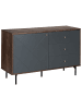 Beliani Sideboard PALMER in Grau/Dunkler Holzfarbton/Schwarz