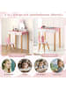 COSTWAY Kinder Schminktisch mit Hocker in Rosa