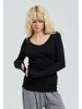 Seamless Basic Top Retro V-neck in Black