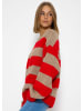 SASSYCLASSY Oversize Strick-Pullover in Rot, Beige