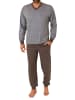NORMANN langarm Schlafanzug Bündchen Pyjama - 77968 in dunkelgrau