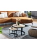 KADIMA DESIGN Industrie-Stil Beistelltisch Set, Rattan und Holz, Handgefertigt