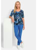 GOLDNER Baumwollshirt mit farbstarkem Blütenmuster in schwarz / blau / gemustert