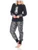 NORMANN Pyjama Schlafanzug Bündchen und Hose Animalprint - 84622 in schwarz