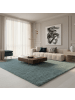 KADIMA DESIGN Teppich Hochflor Shaggy Waschbar Einfarbig SALZACH Strapazierfähig in Blau