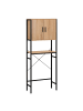 relaxdays Waschmaschinenschrank in Natur / Schwarz - (B)64,5 x (H)170 x (T)27 cm