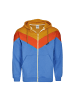 MANITOBER Cut & Sew Sweatjacke in Blue/Khaki/Orange