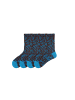 MUNADUNA 4er-Pack 3D-Relief Blumen-Socken in Blau