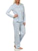 NORMANN Pyjama Jersey zum durchknöpfen Karo - 61819 in hellblau