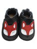 Mejale Schwarze Baby-Leder-Laufschuhe, komfortabel mit rutschfester Sohle - Fuchsmotiv