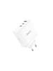 HOCO Wandladegerät 2 x Typ C + USB A QC PD 65W GaN N30 weiß - Ladegerät in Weiß