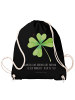 Mr. & Mrs. Panda Stofftasche Blume Kleeblatt mit Spruch in Schwarz