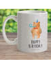 Mr. & Mrs. Panda Kaffeetasse Bär Geburtstag mit Spruch in Grau Pastell