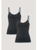 Hessnatur Spaghetti-Top V-Neck Fitted 2er-Set in schwarz