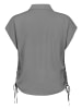 Sublevel Kurzarmbluse mit Kragen, Knopfleiste und Seitenschnürung in Grau