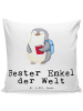 Mr. & Mrs. Panda Kissen Pinguin Bester Enkel der Welt mit Spruch in Weiß