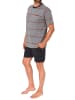 NORMANN Kurzarm Schlafanzug Shorty Pyjama Streifen - 78152 in dunkelgrau