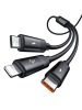 Wisam® 35W 3in1 USB auf USB-C/Lightning/Micro USB Kabel 3.5A, 1.2m schwarz