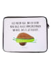 Mr. & Mrs. Panda Notebook Tasche Avocado Yoga mit Spruch in Weiß