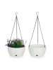 relaxdays 2 x Blumenampel in Weiß - (H)67 x Ø28,5 cm