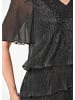 GOLDNER Kurzgröße:  Plisseekleid Elegantes Abendkleid mit Glanz-Effekt in schwarz / silberfarben / gemustert