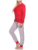 NORMANN Frottee Pyjama Hose gestreift Oberteil - 82704 in rot