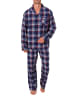 NORMANN Lange Flanell Schlafanzug Pyjama kariert - 88149 in rot