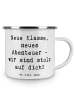 Mr. & Mrs. Panda Emaille Becher Spruch Erster Schultag Abenteuer... in Weiß
