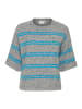 Kaffe Strickpullover KAtrina Loose fit in Grey Melange/Blue Stripe