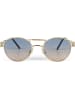 styleBREAKER Panto Sonnenbrille in Gold / Grau-Beige Verlauf