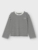 name it 2er-SET Gestreiftes Langarmshirt mit Print Rundhals Longsleeve in Schwarz