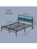 VASAGLE Bettgestell Conner in Schwarz-Braun - (B)140.5 x (H)104.5 x (T)218.3 cm